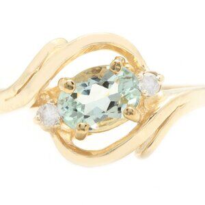 1.54 Carat Natural Blue Aquamarine and Diamonds in 14K Solid Yellow Gold Ring